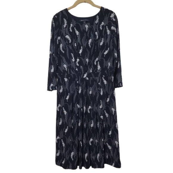 Brooks Brothers Liquid Knit Dress Size M Navy Blue Pleated Office Work Career - Picture 1 of 16